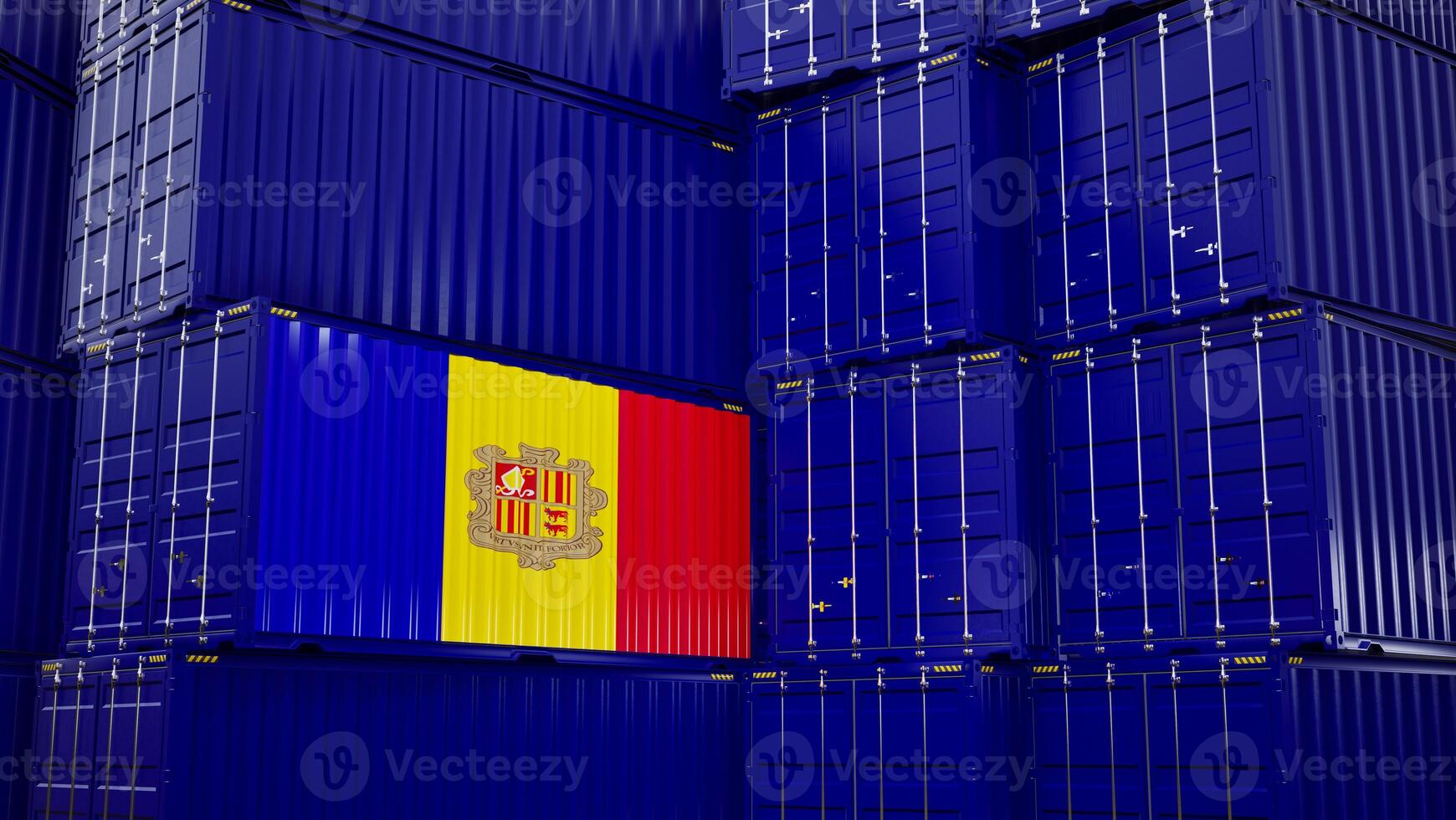 Cargo shipping container with andorra flag, shipping and freight transportation of andorra concept photo