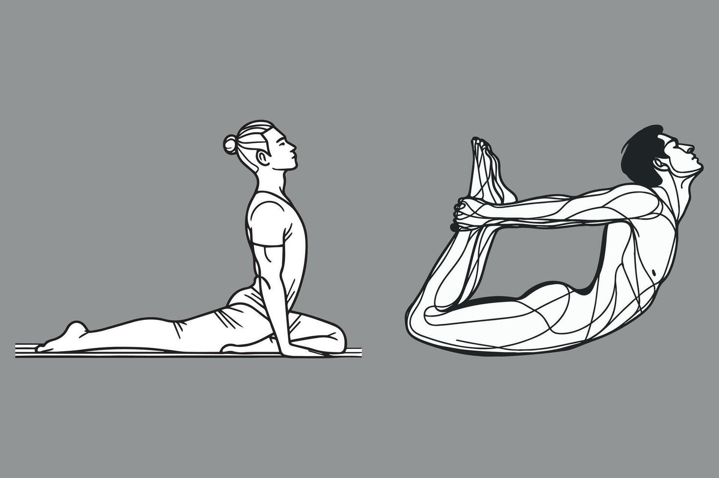 Editable Yoga Pose line art black and white for Fitness Graphics vector
