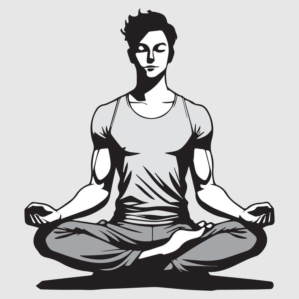 Abstract men Yoga Silhouette in Elegant Pose vector