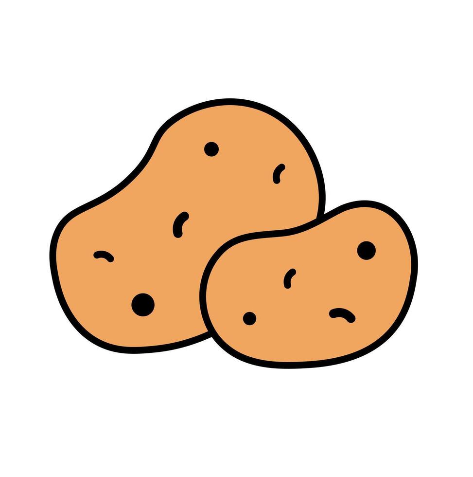 Fresh potatoes vegetable icon. A brown graphic symbolizing starchy food, healthy produce, and staple ingredients. vector