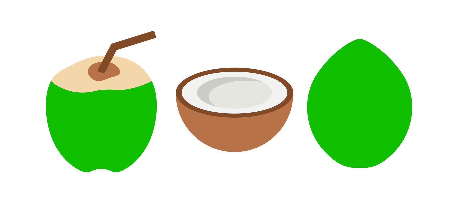 Young coconut drink icon. A green graphic with a straw, symbolizing tropical refreshment, healthy beverages, and natural hydration. vector