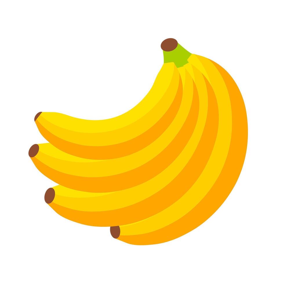 Fresh bananas fruit icon. A yellow graphic of a bunch, symbolizing healthy snacks, tropical fruit, and energy. vector