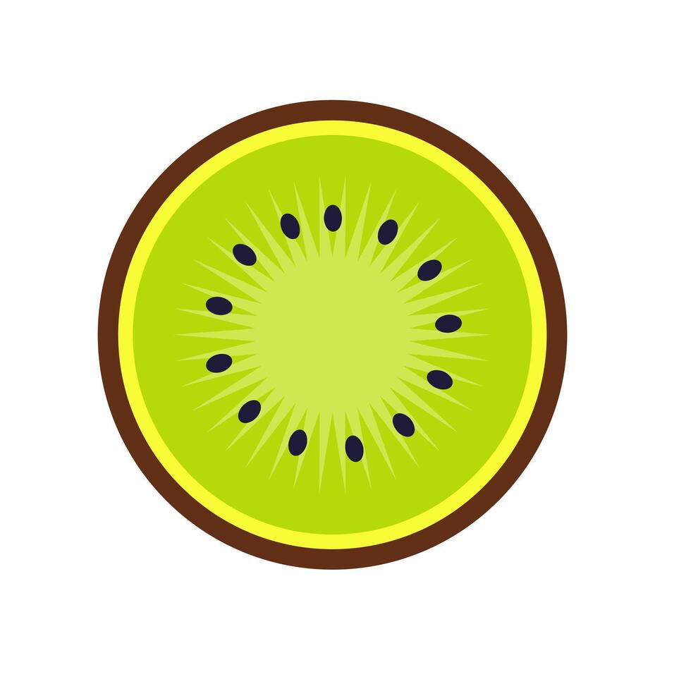 Kiwi fruit slice icon. A green and light green graphic symbolizing healthy fruit, organic produce, and sweet flavor. vector