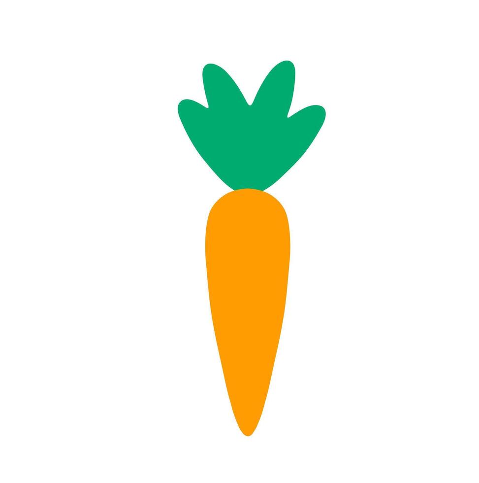 Fresh carrot vegetable icon. An orange graphic with a green top, symbolizing healthy food, root vegetables, and natural produce. vector