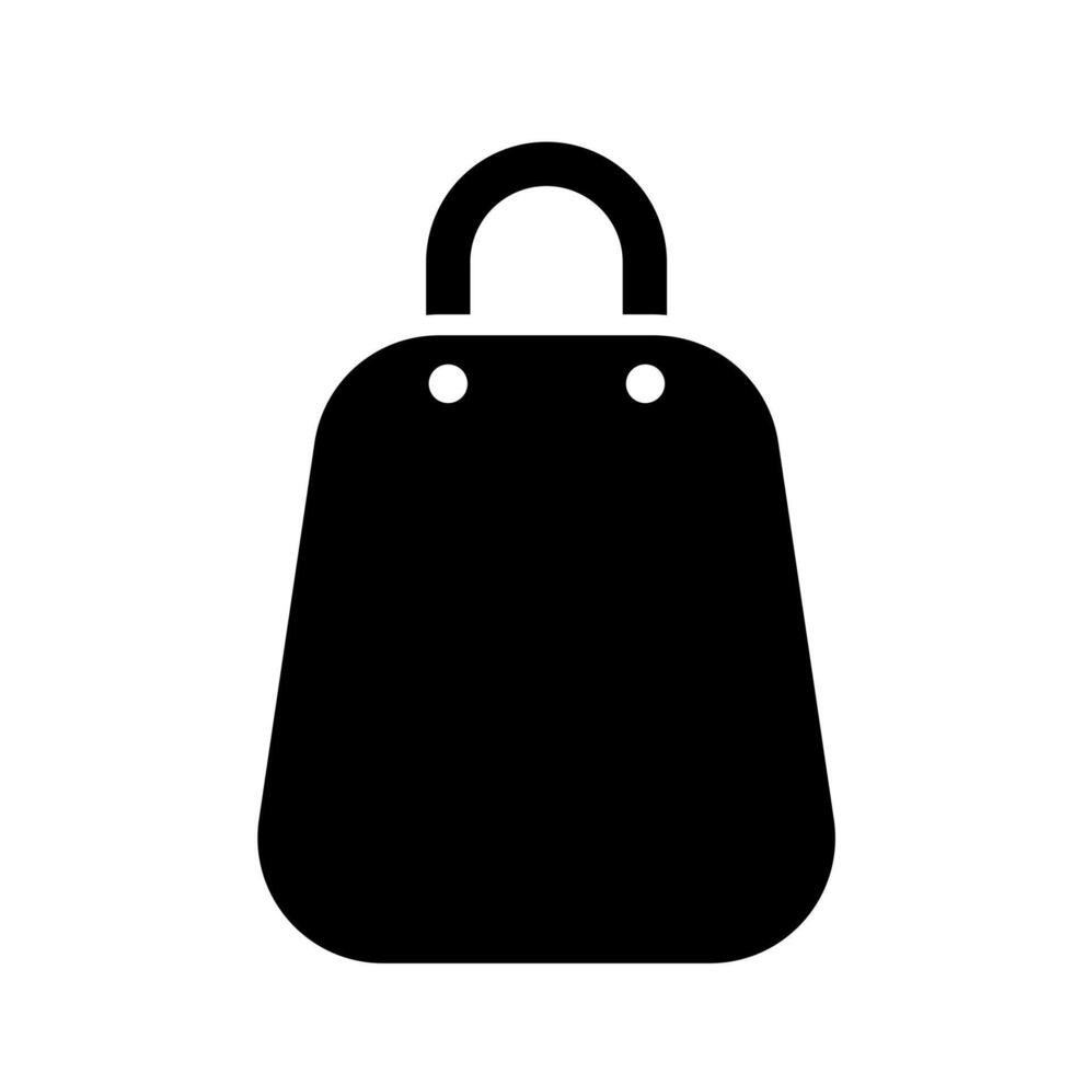 Shopping bag icon. A solid black graphic symbolizing purchase, retail, e-commerce, consumerism, and transaction. vector