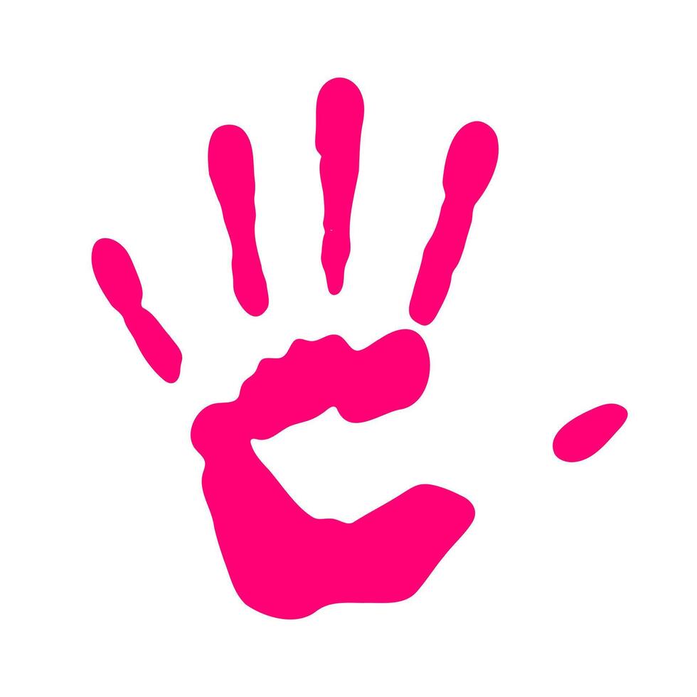 Handprint organic design. A solid pink graphic with an irregular, textured form, symbolizing individuality and personal impression. vector