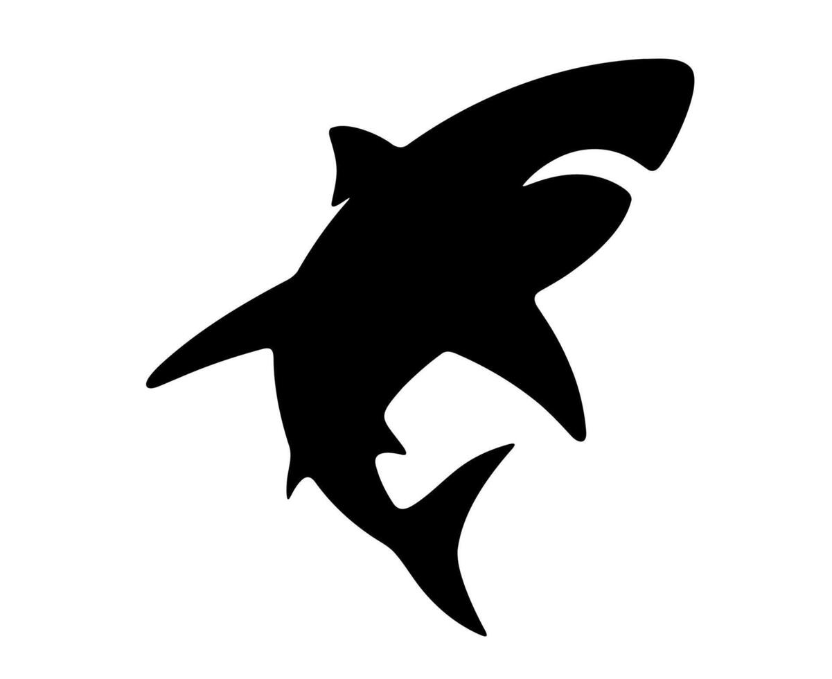 Shark marine predator icon. A black silhouette symbolizing ocean wildlife, danger, and power. vector