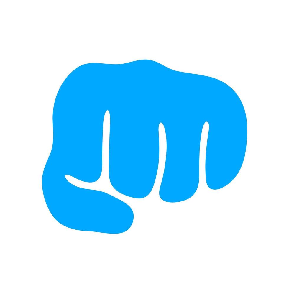 Clenched fist bold design. A solid blue, impactful graphic with a strong, minimalist form, symbolizing power and determination. vector