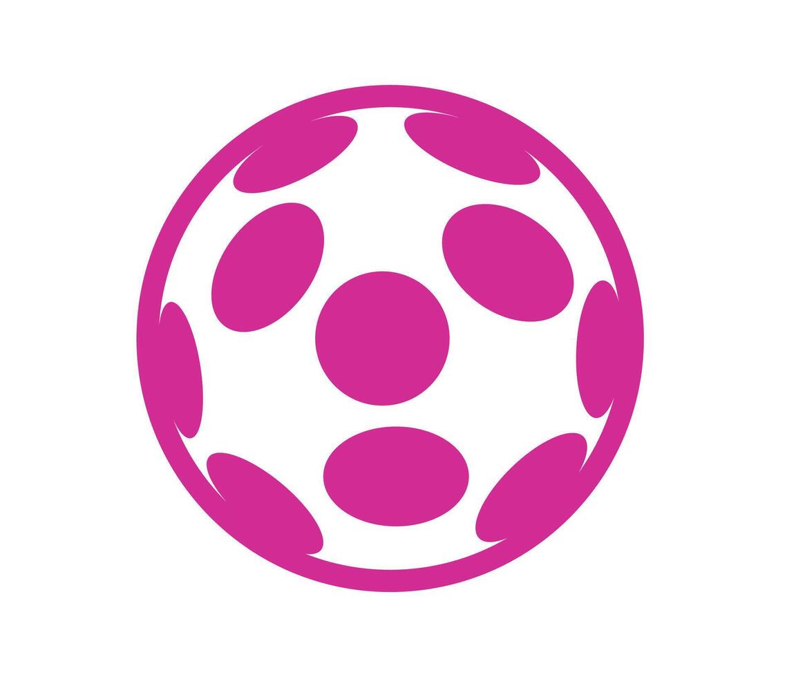 Stylized pink soccer ball. A minimalist graphic of a pink soccer ball with white hexagonal and pentagonal patterns, symbolizing sports, recreation, or competition. vector