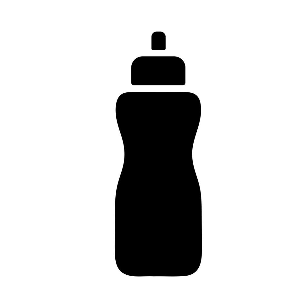 Water bottle icon. A solid black graphic symbolizing hydration, fitness, health, sports, and carrying essential liquids. vector