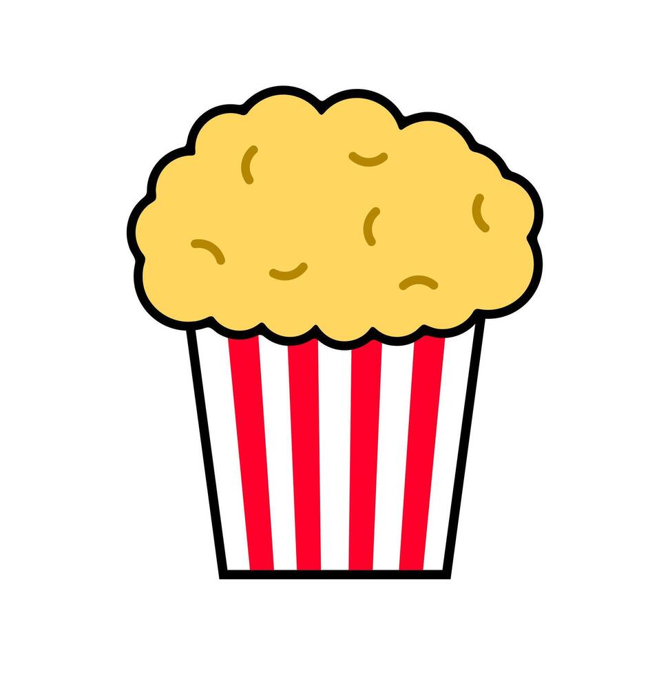 Muffin or cupcake baked good icon. A yellow graphic in a red striped wrapper, symbolizing sweet treats and breakfast pastry. vector