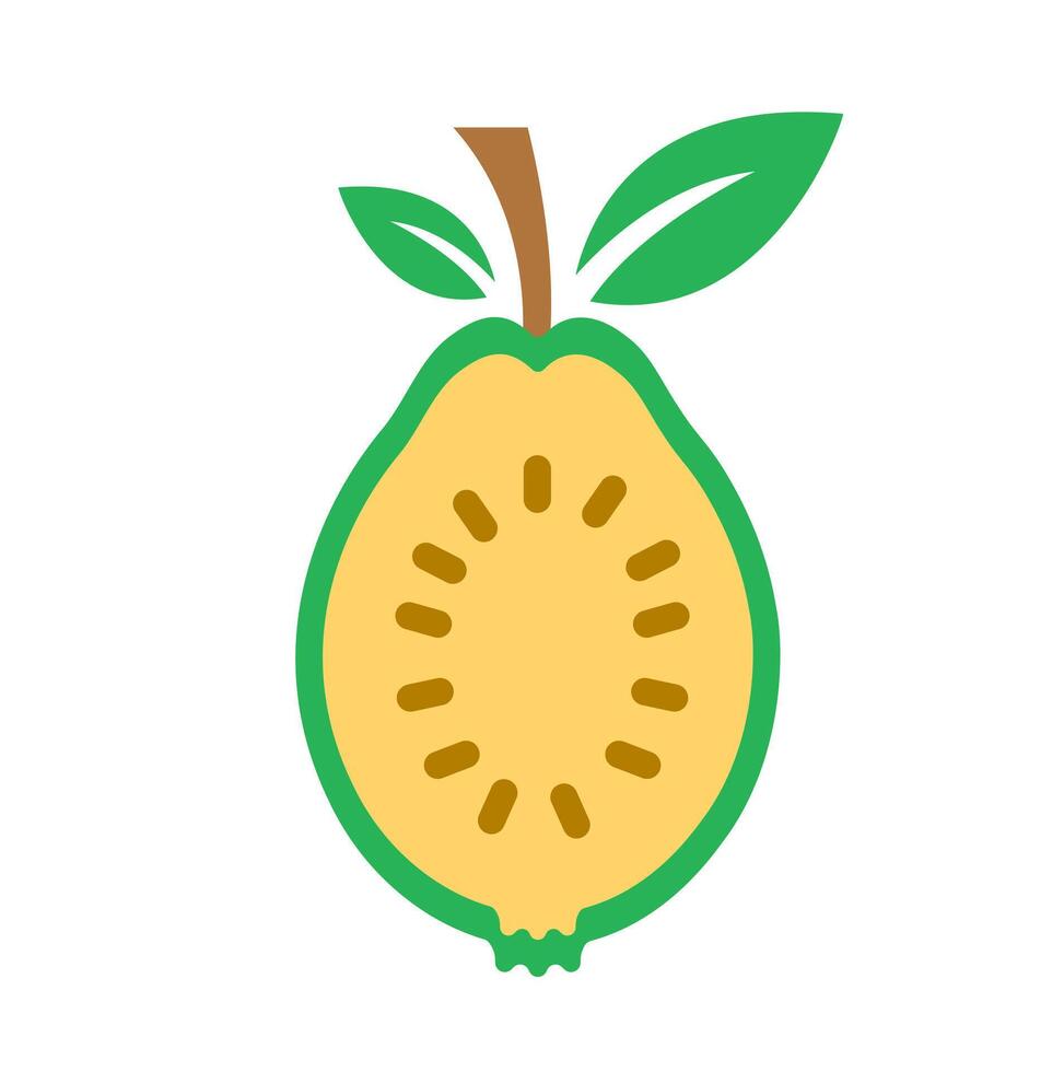 Exotic fruit cross section icon. A yellowish-green graphic symbolizing tropical, healthy food, and unique flavors. vector
