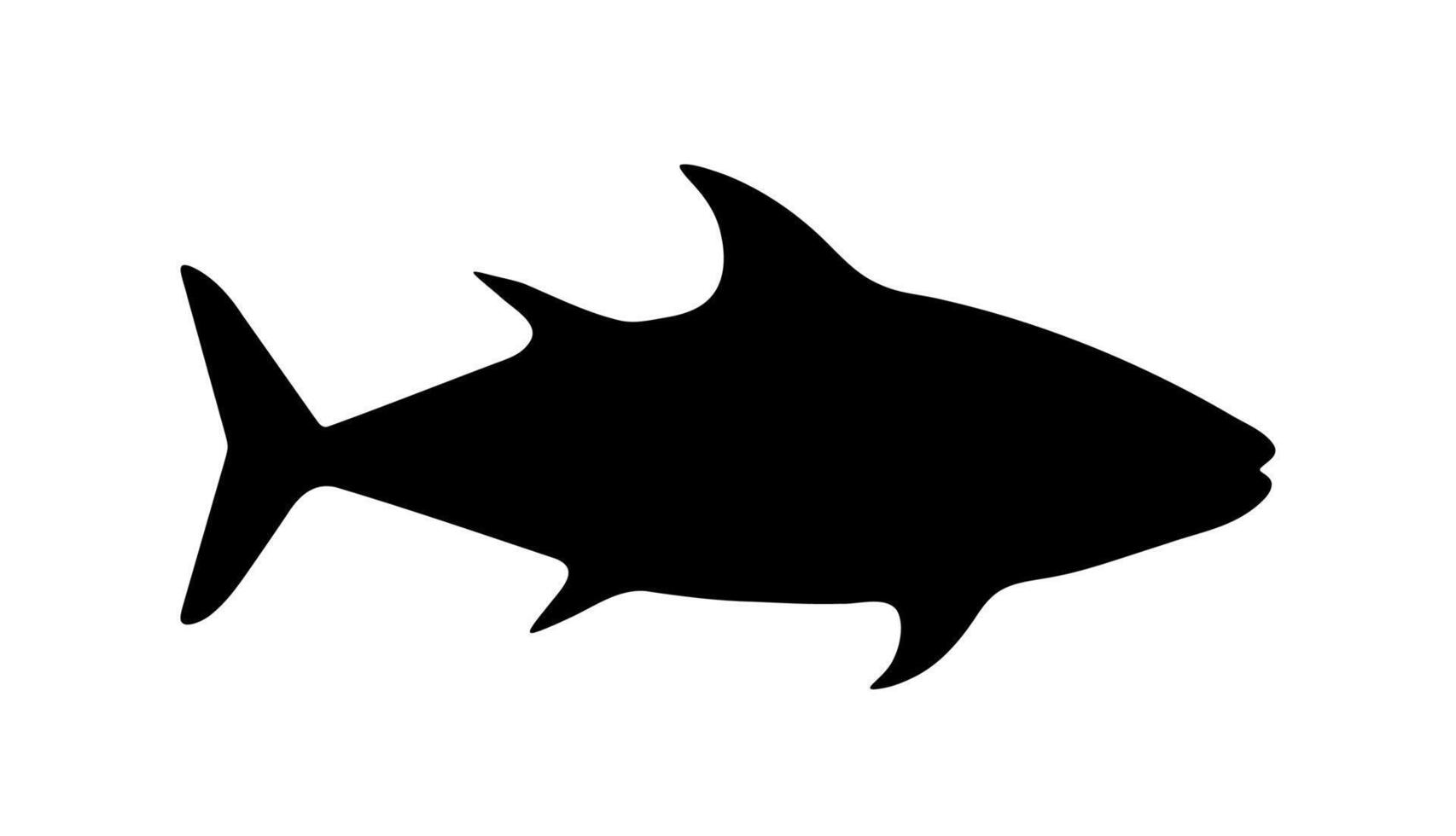 Shark marine predator icon A black silhouette symbolizing ocean wildlife, danger, and power. vector