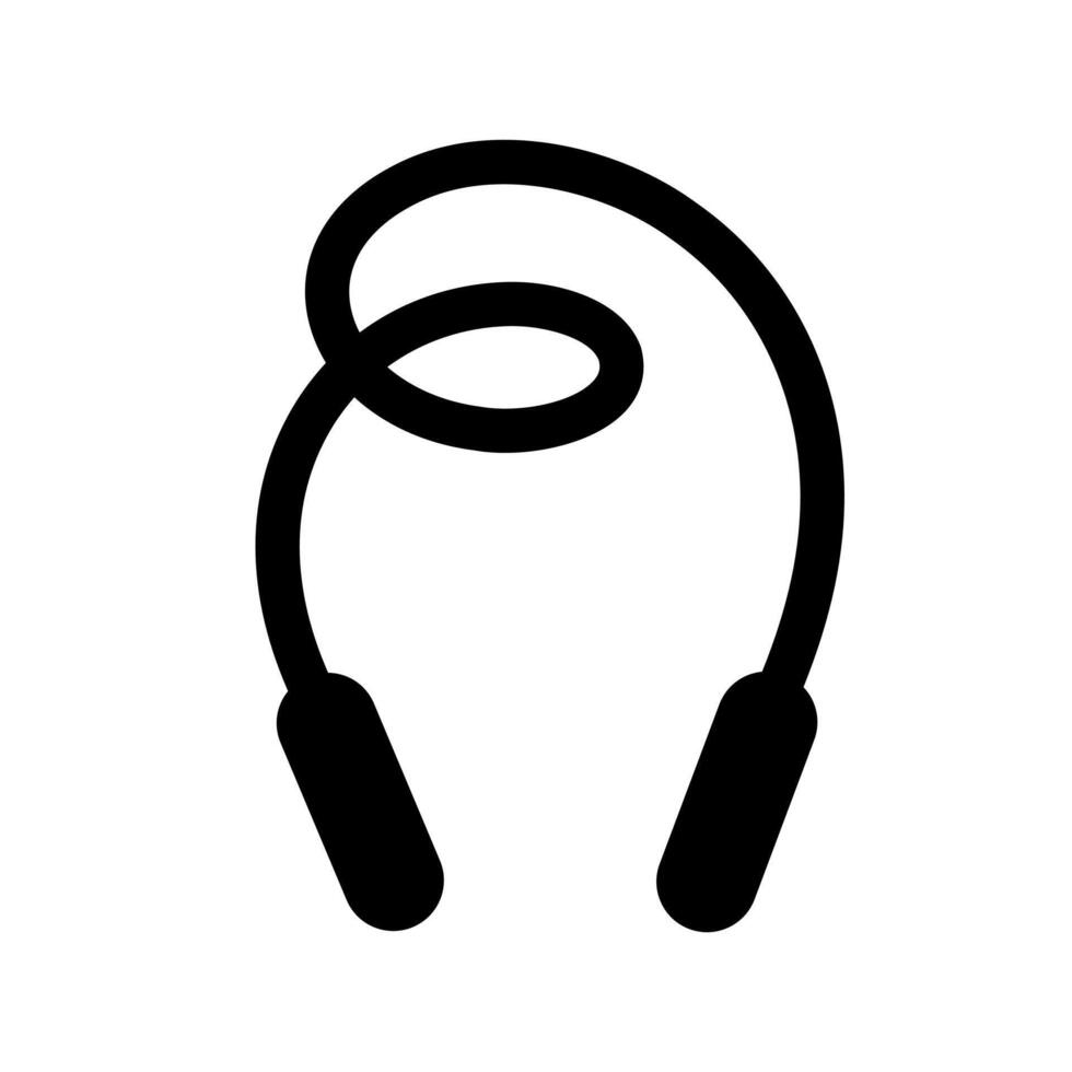 Jump rope icon. A solid black graphic representing fitness, cardio exercise, workout routines, and physical agility training. vector