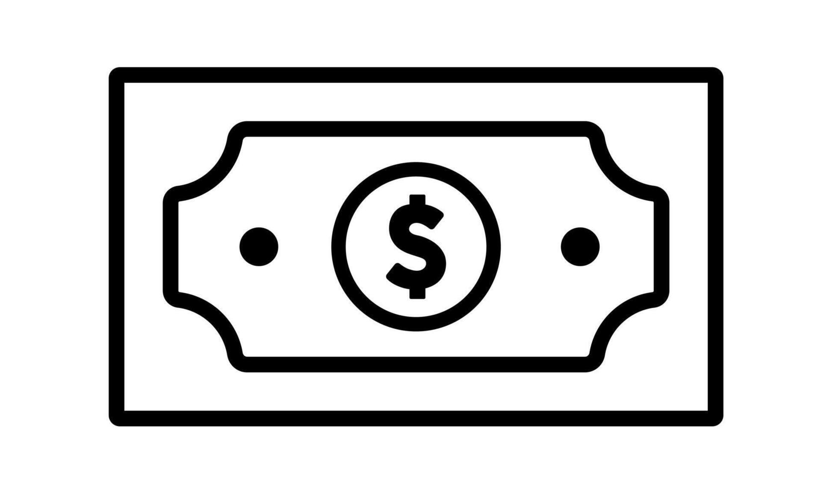 Dollar bill icon. A solid black graphic symbolizing currency, money, payment, financial transactions, and cash. vector