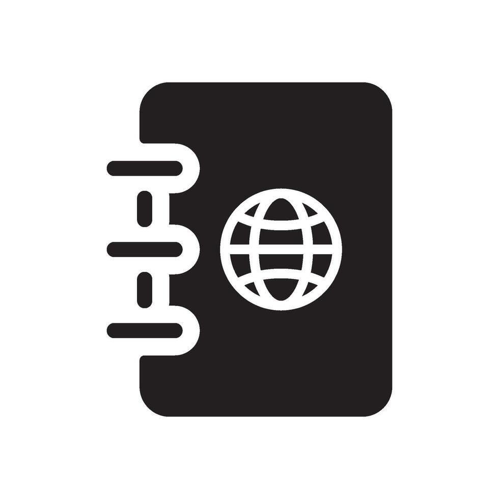 A black notebook with a globe on it vector