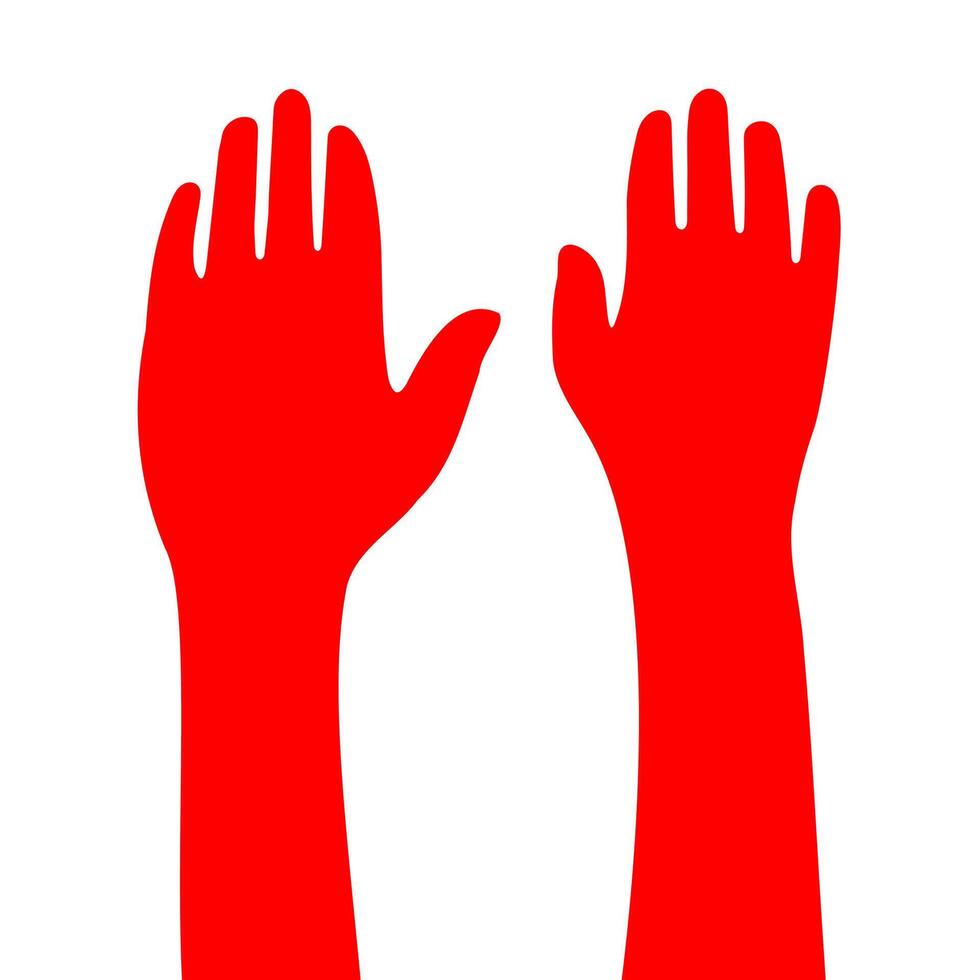 Empowerment hands design. A powerful, solid red graphic with unified, upright forms, conveying strength and collective spirit. vector
