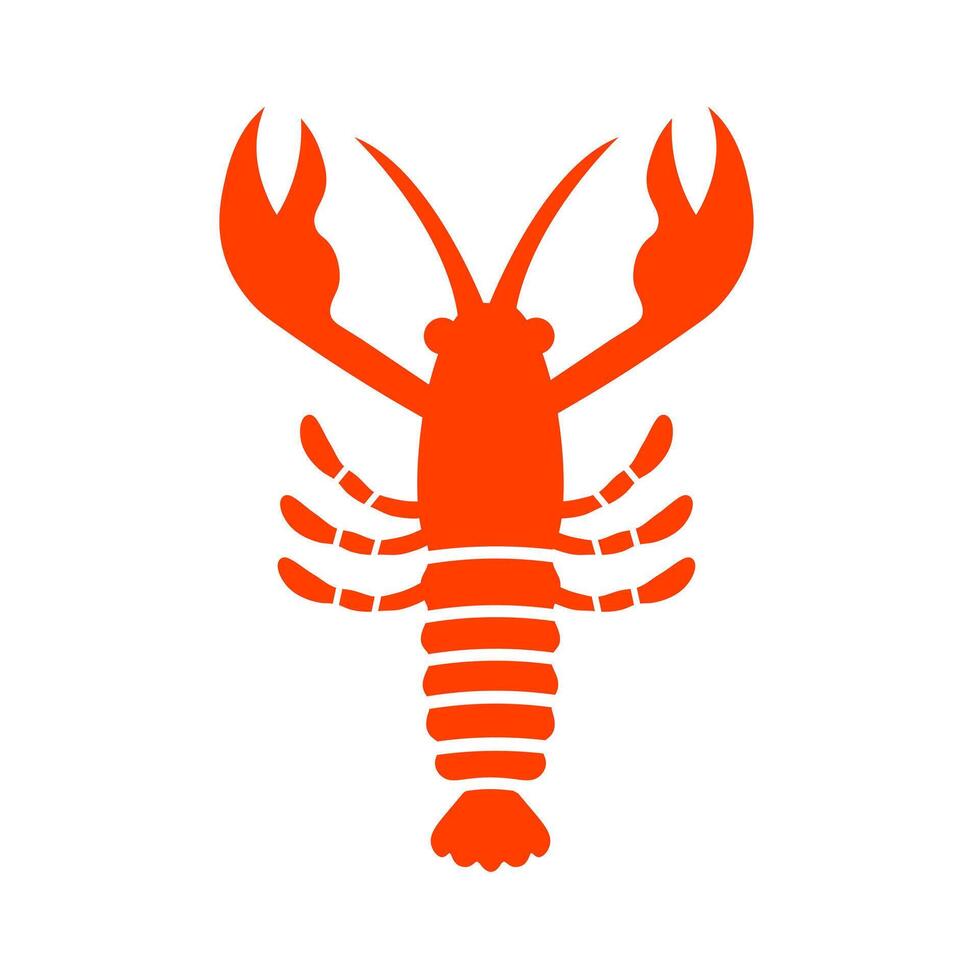 Lobster marine seafood icon. An orange graphic symbolizing ocean crustaceans and gourmet food. vector
