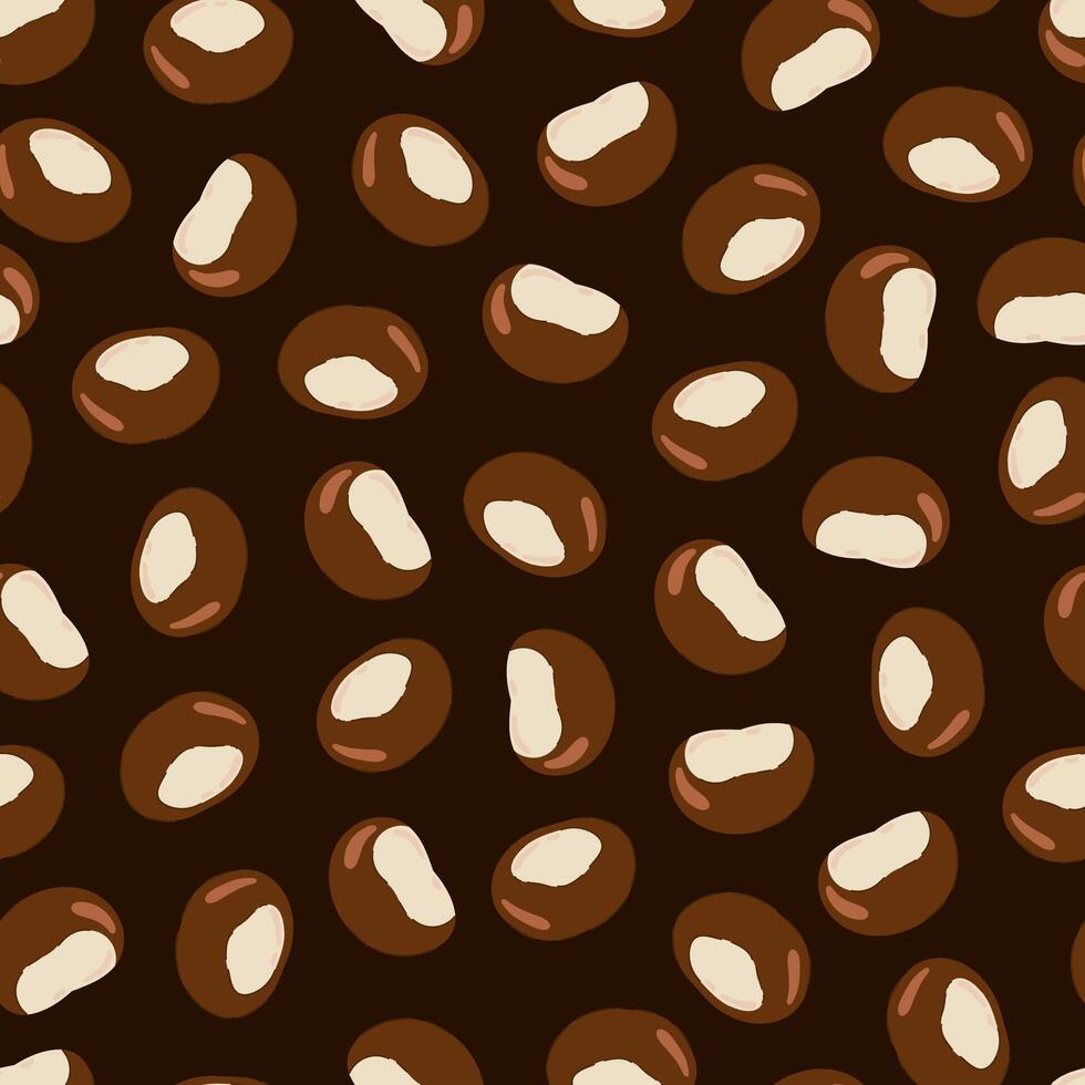 Autumn seamless pattern, chocolate brown horse chestnut fruits. Fall Texture for fabric, packaging vector