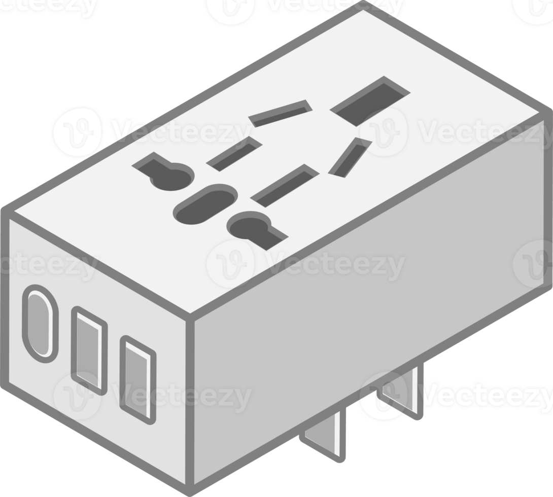 Isometric Illustration of a Universal Travel Adapter png