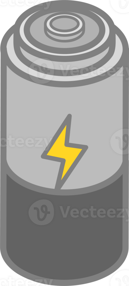 Grey Battery with Yellow Lightning Bolt Illustration png