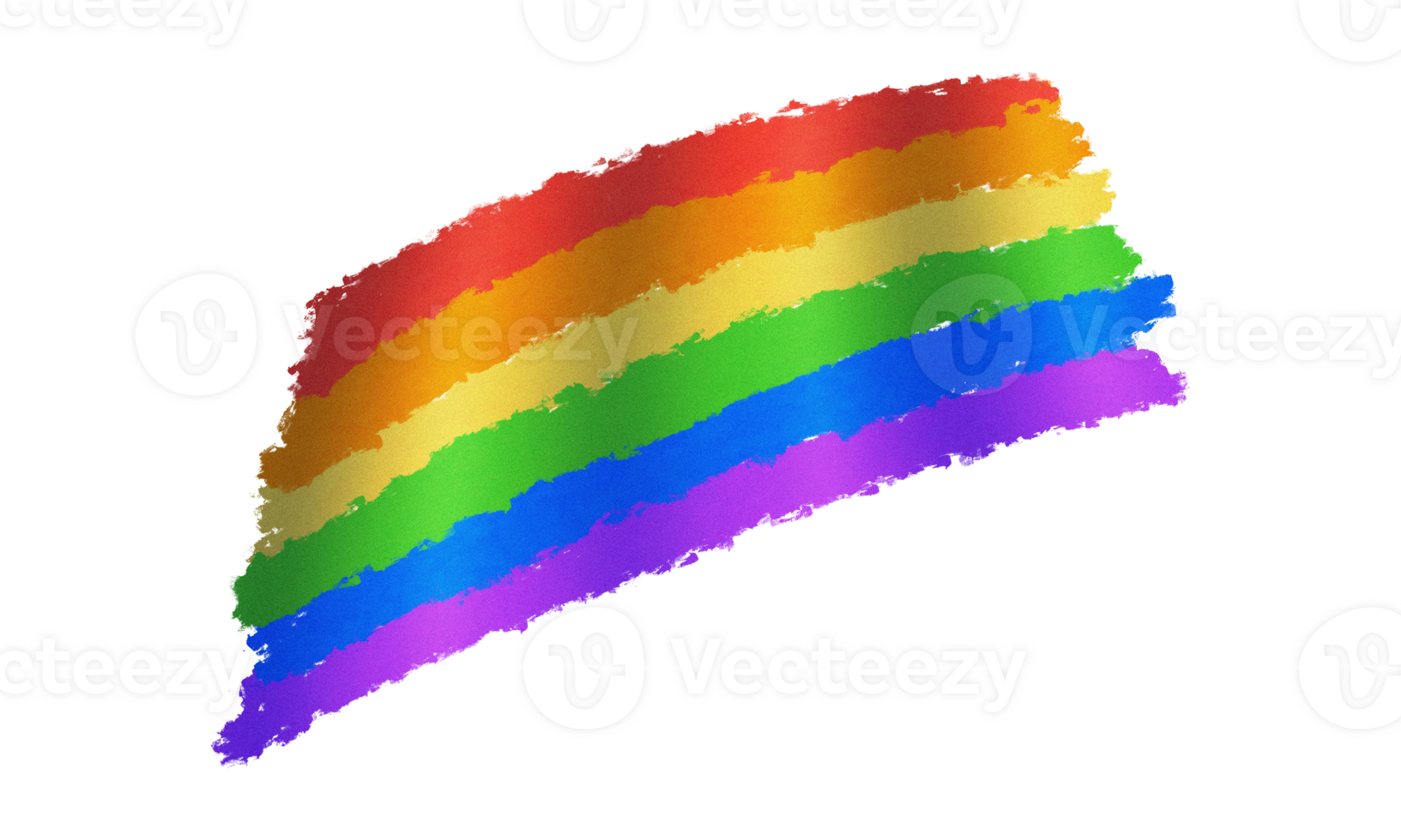 Rainbow Flag with Textured Brush Strokes, Colorful Pride Banner on Transparent Background png