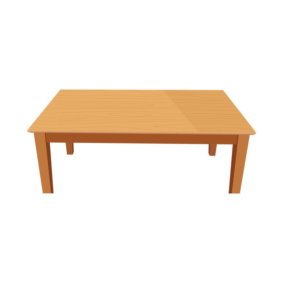 Simple Wooden Table Isolated White vector