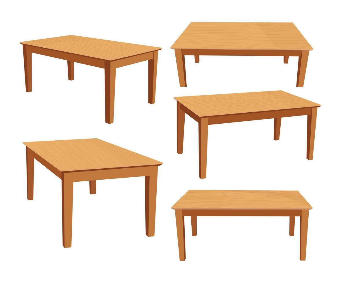 Warm Brown Wood Table Set vector