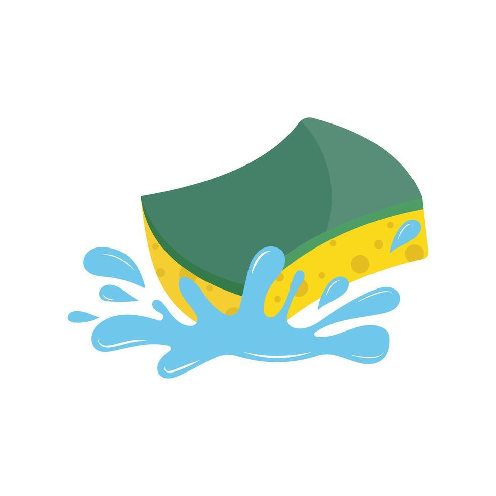 Yellow Sponge Soapy Foam Isolated vector