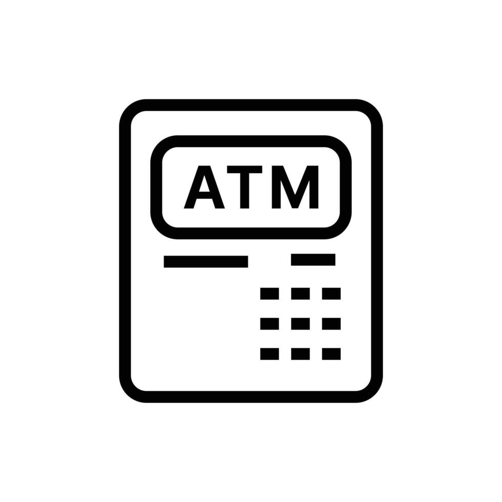 Simple Bank ATM Icon Line vector