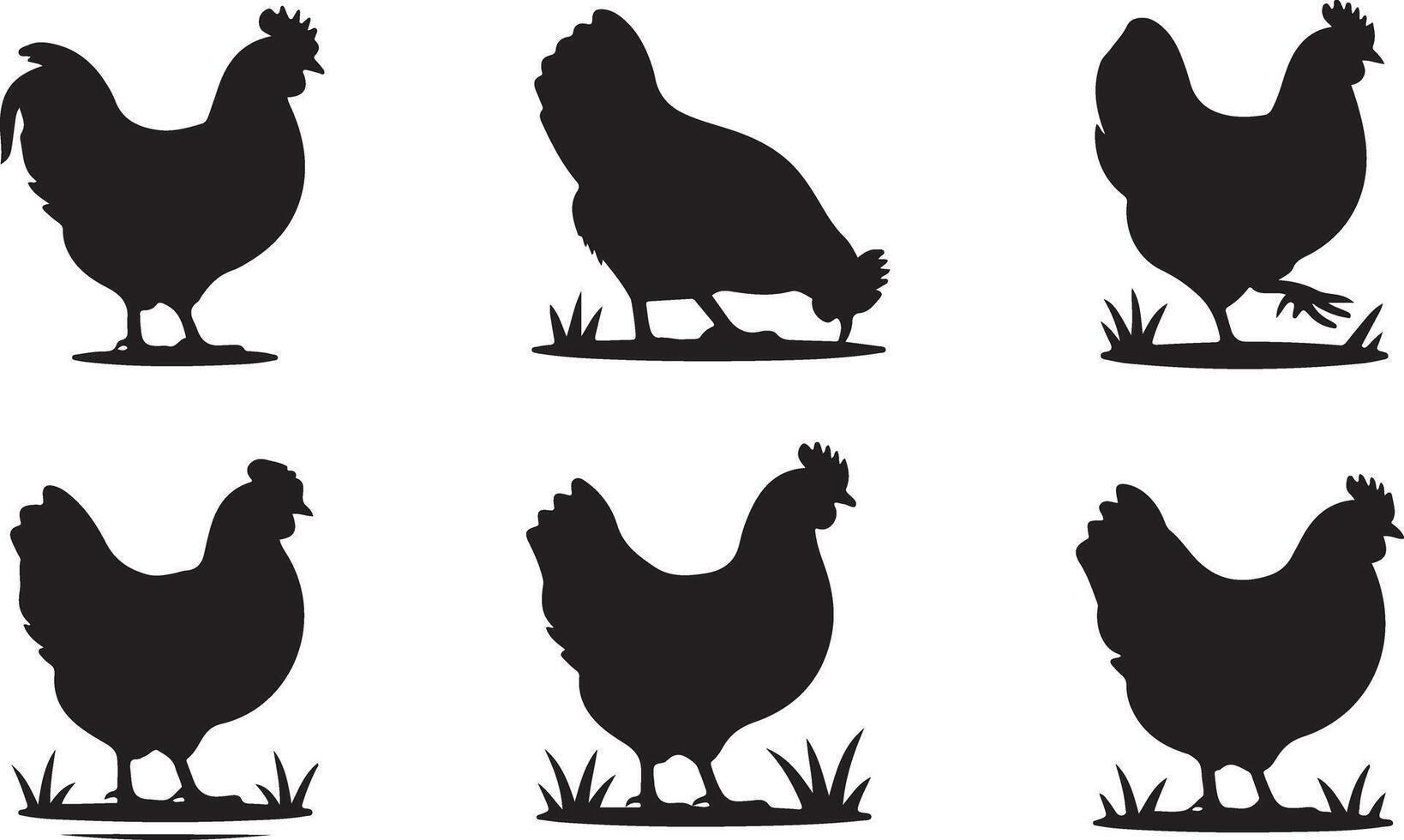 Chicken Silhouette Set for Poultry Farm Designs vector