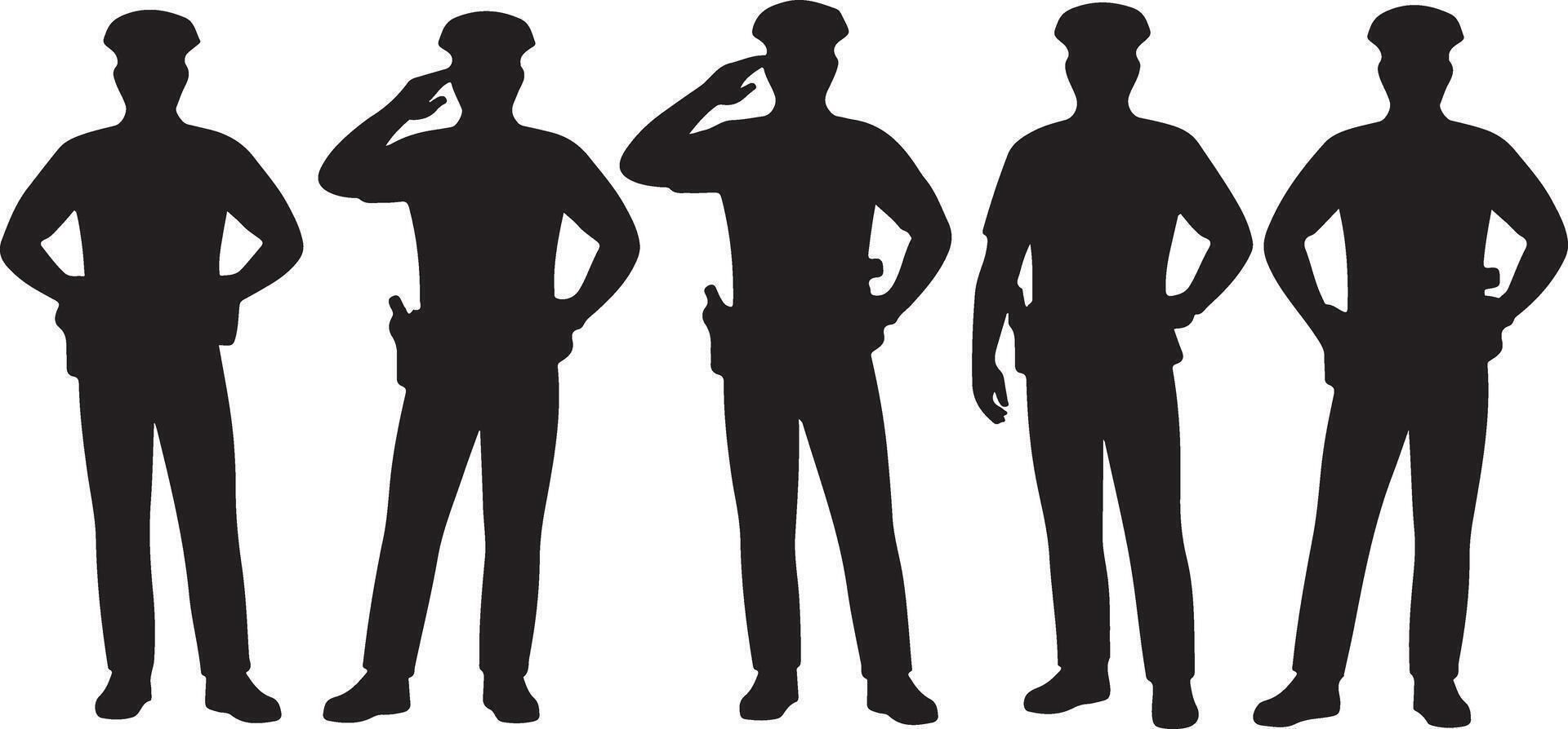 Police Silhouette of Officers in Different Poses vector