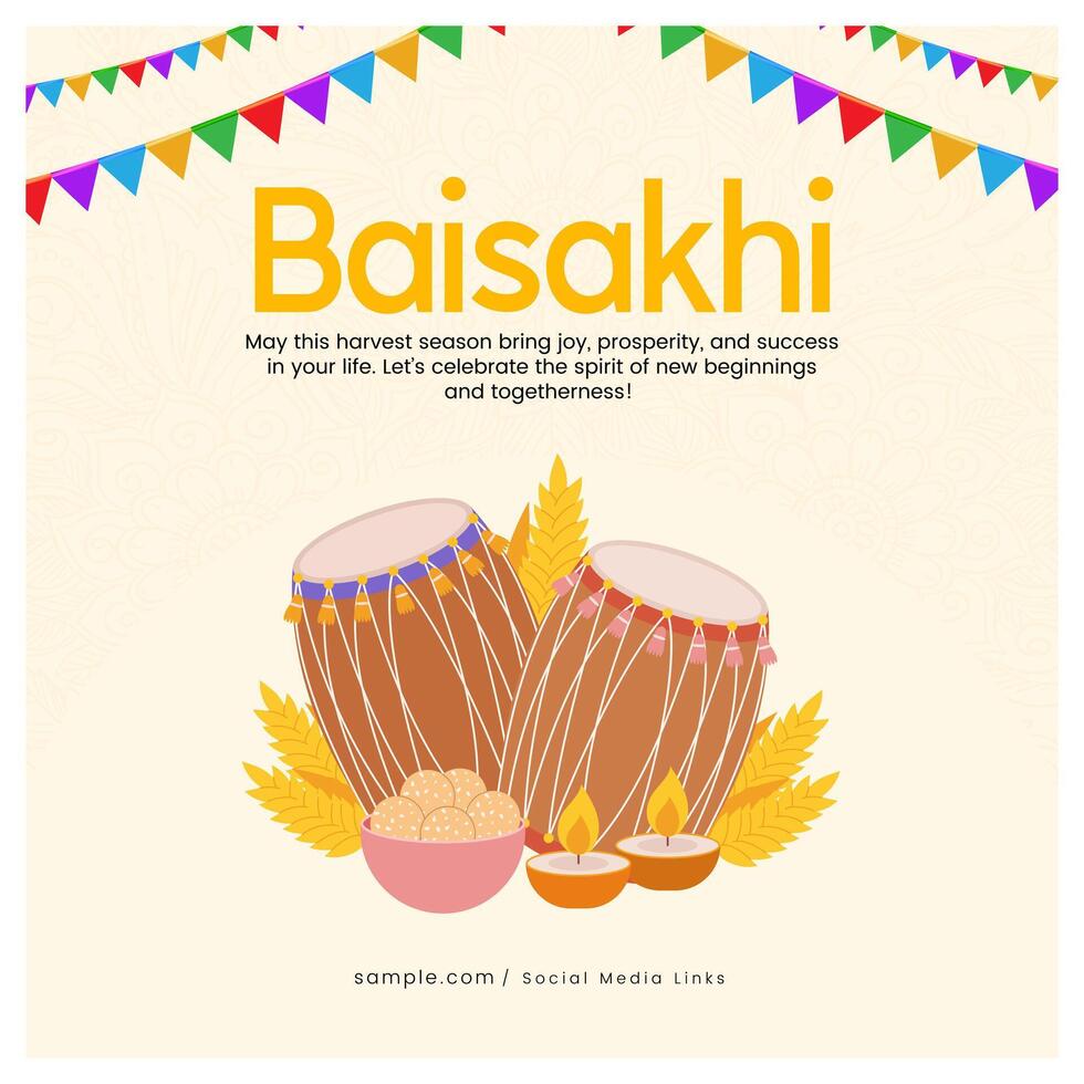 Flat style for happy baisakhi event vector