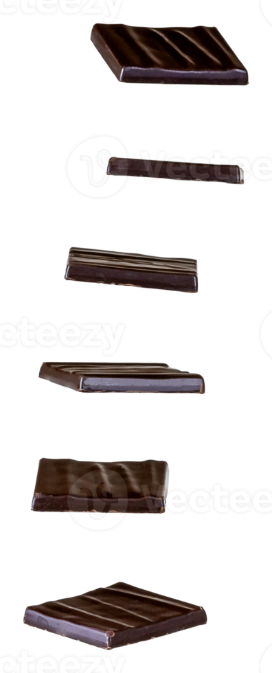 Cut out of square of chocolates flying png