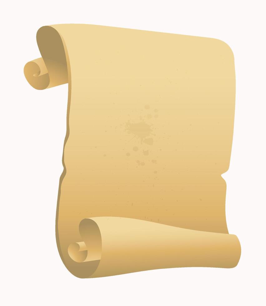 Parchment paper, scroll papyrus, empty frame, blank in cartoon style illustration vector