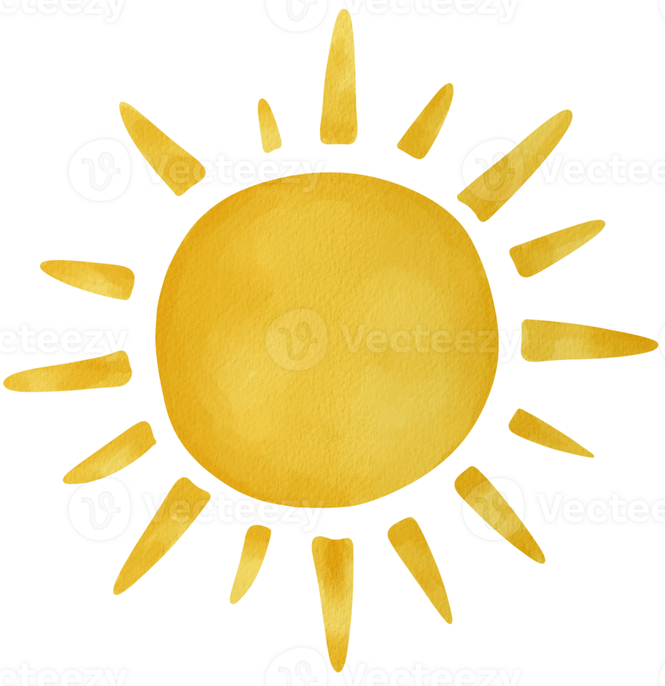 Yellow evening sun cartoon style png