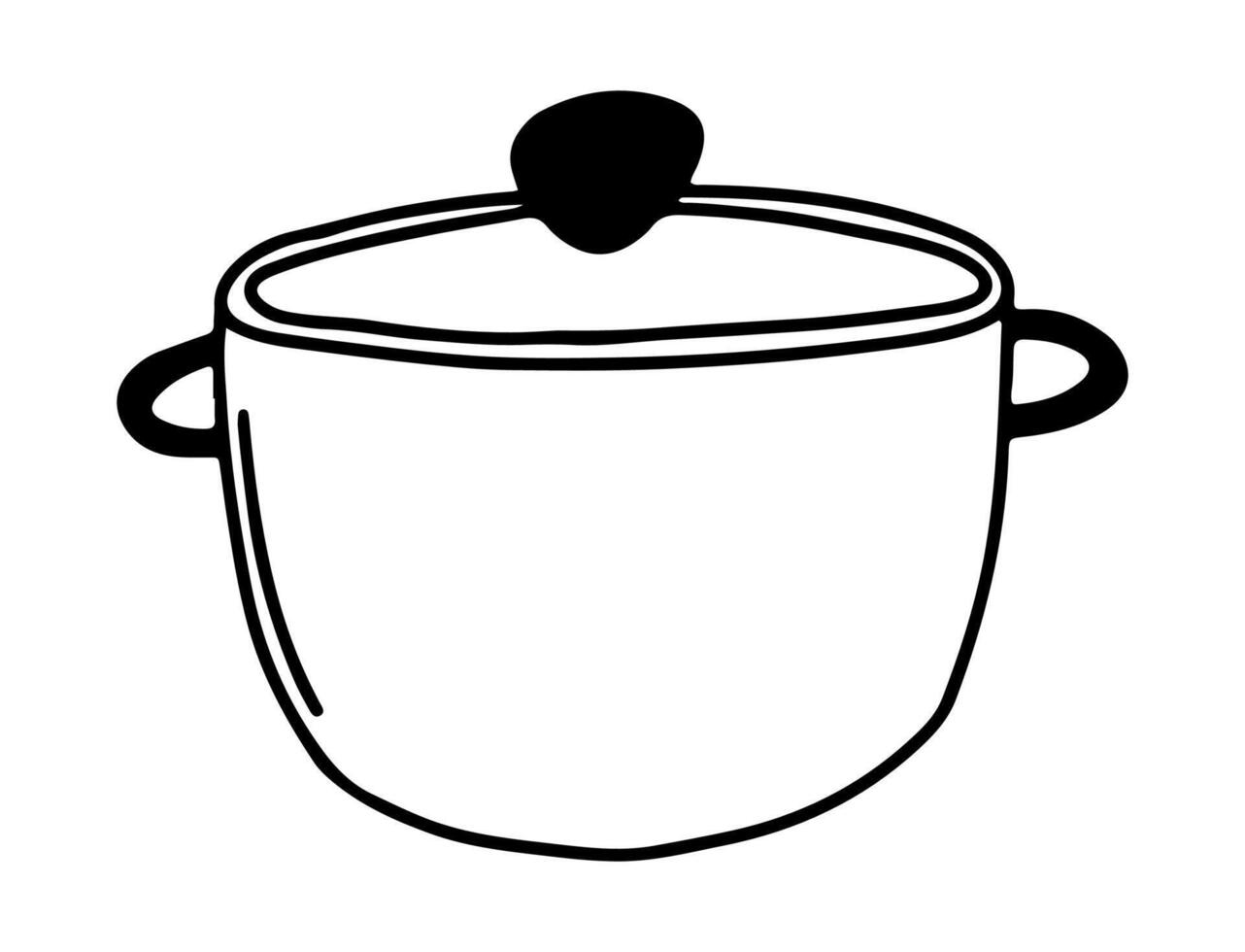 Hand drawn saucepan with lid vector