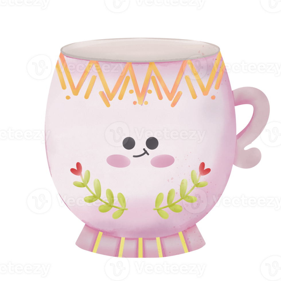 Pink Watercolor Mug with Floral Accents. png