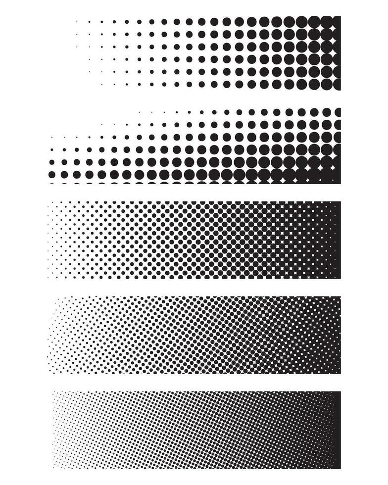 Set of different halftone pattern effect elements vector