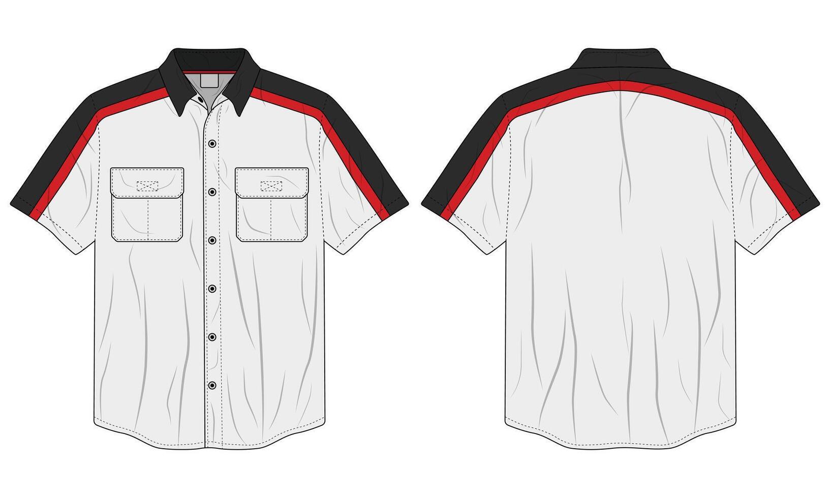 Men short sleeve button down shirt mockup vector