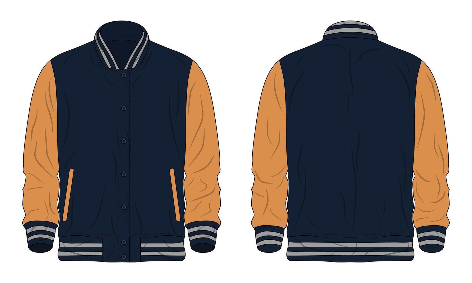 Varsity jacket design front and back view vector