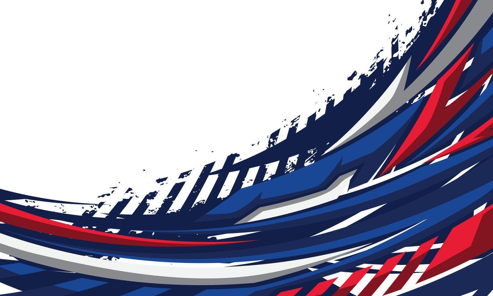 Abstract red and blue stripes racing background for car wrap decal vector