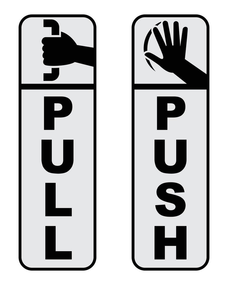 Illustration of pull and push sign vector