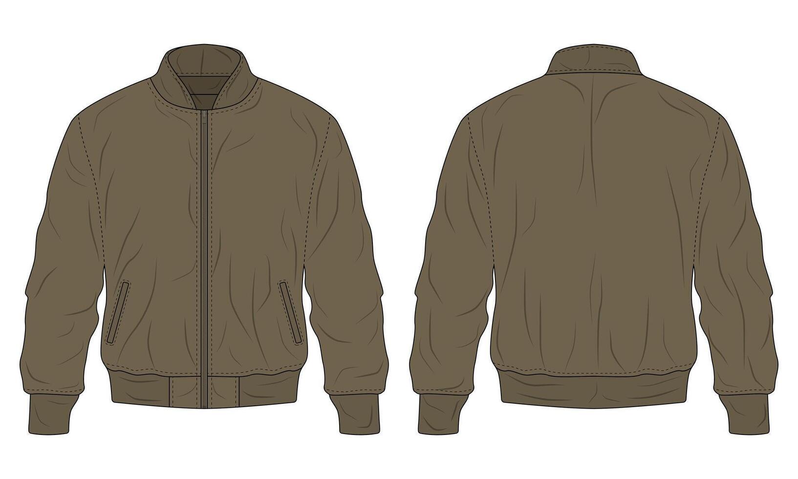 Brown men's bomber jacket mockup vector