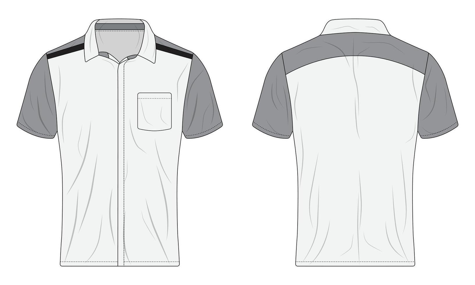 Short sleeve button down collar uniform mockup vector