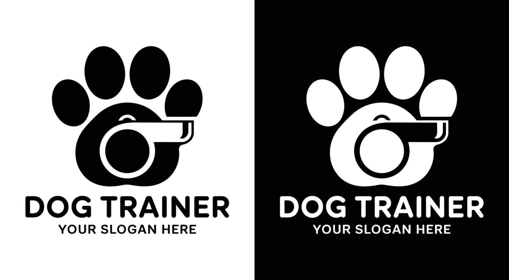 Dog Trainer Logo Bold Black Paw Whistle Design for Professional Pet Services vector