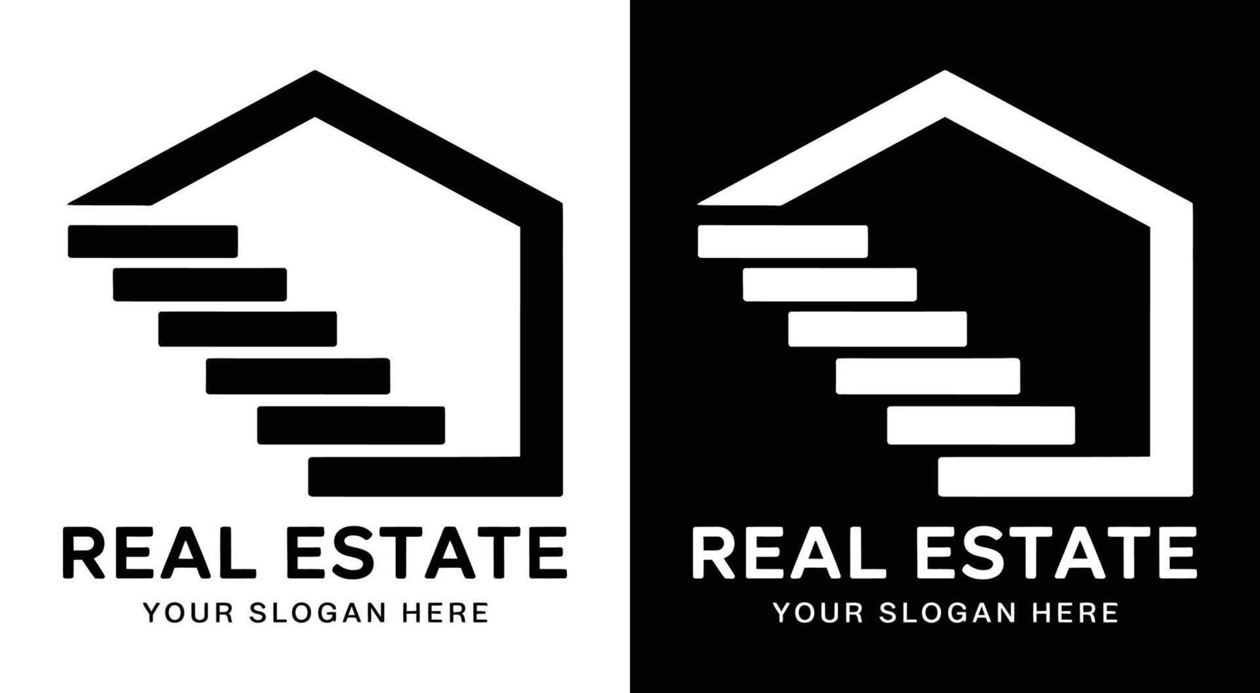 Real Estate Logo Bold Black Staircase Roof Design for Property Aspirations vector