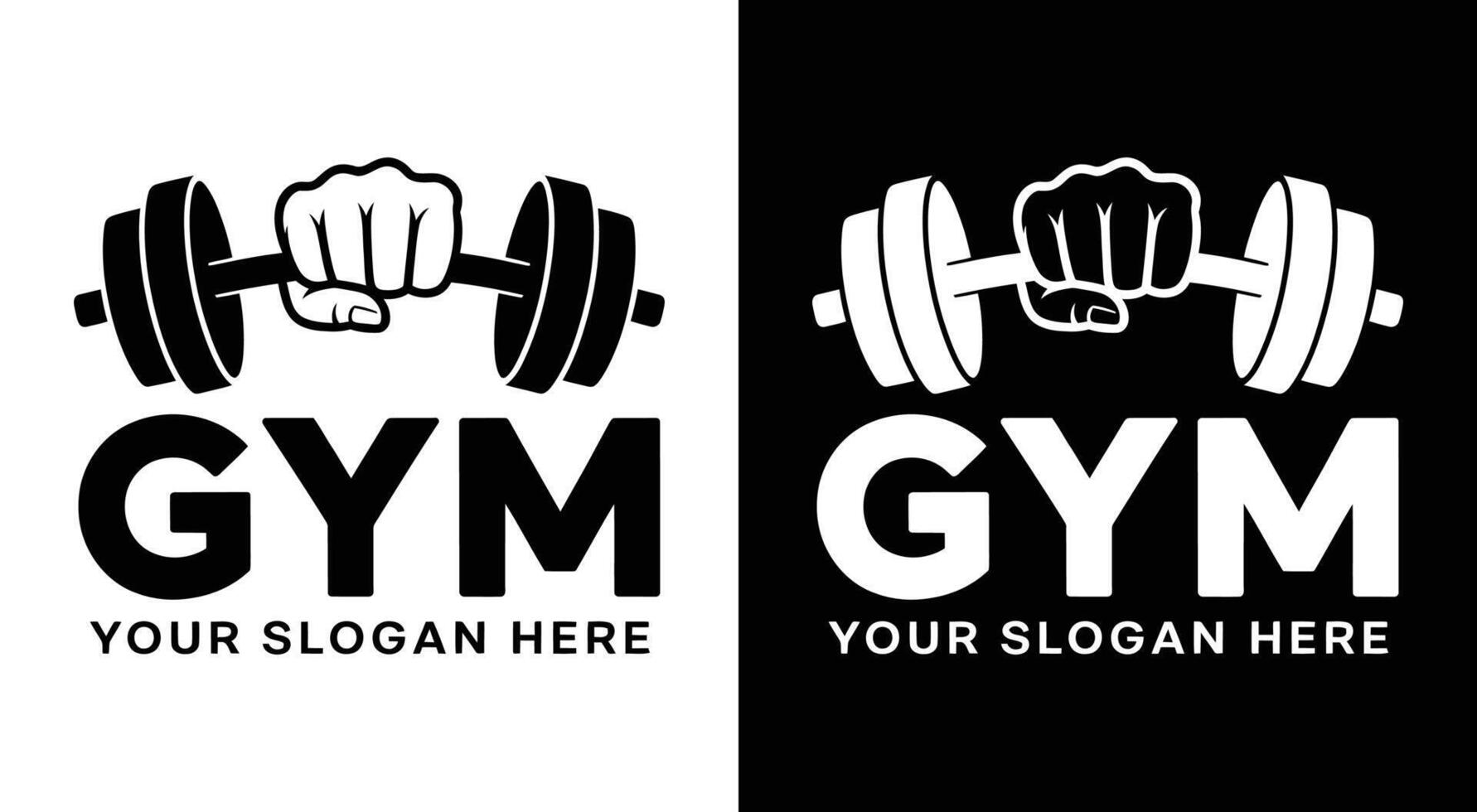 Gym Logo Bold Black Barbell Fist Symbol for Fitness Trainers and Strength Training Businesses vector