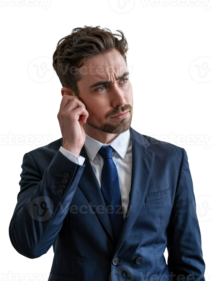 Businessman scratching his ear png