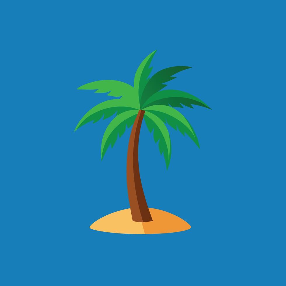 palm tree illustration isolated on blue background vector